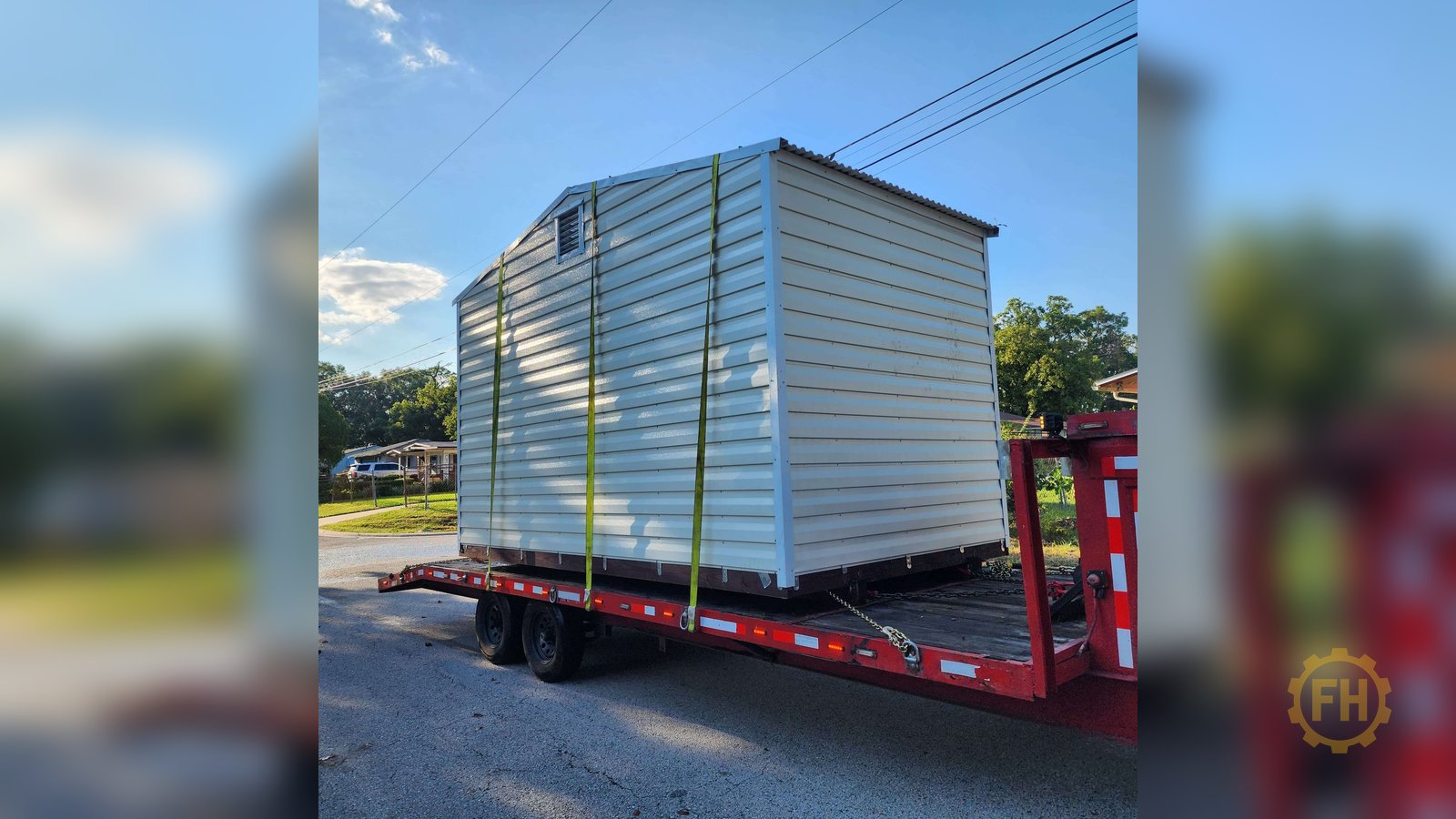 Frank Hauling LLC shed transport from Jacksonville to Orlando, Florida